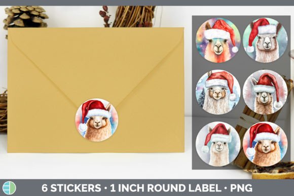 Alpaca Christmas Stickers Sticker 1in for Illustrations