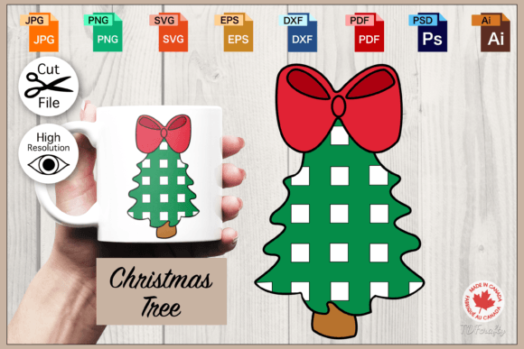 Checkered Christmas Tree Illustration for Creative Projects