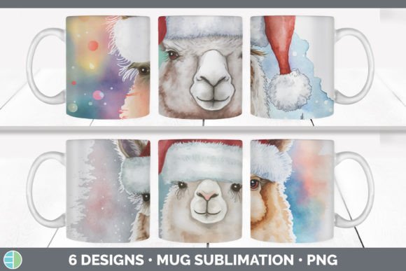 Christmas Alpaca Mug Sublimation Coffe Illustrations for Digital Sellers
