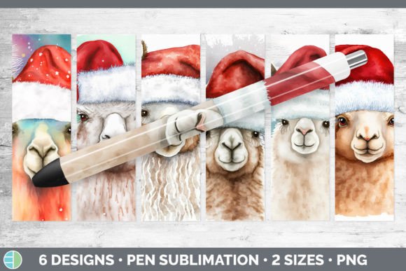 Christmas Alpaca Pen Wraps Epoxy Subli Illustrations