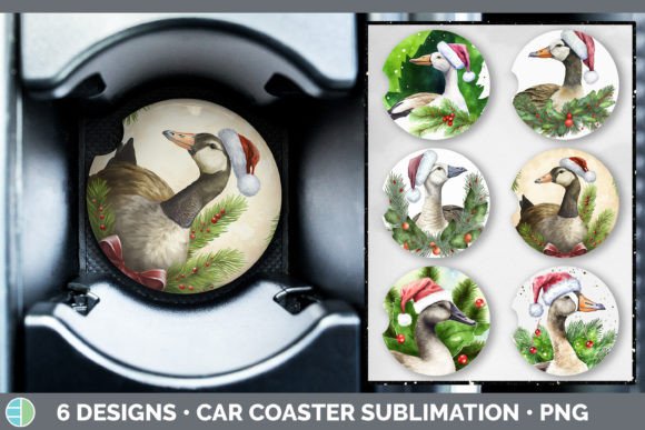 Christmas Barn Goose Car Coaster Subli Illustrations