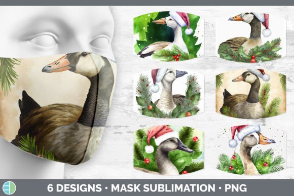 Christmas Barn Goose Mask Sublimation Illustrations