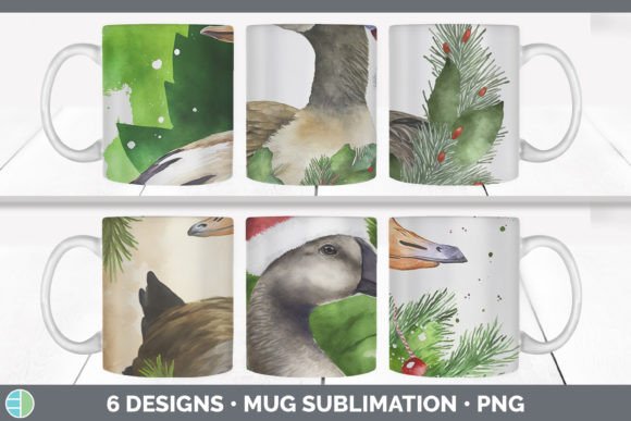 Christmas Barn Goose Mug Sublimation C Illustrations