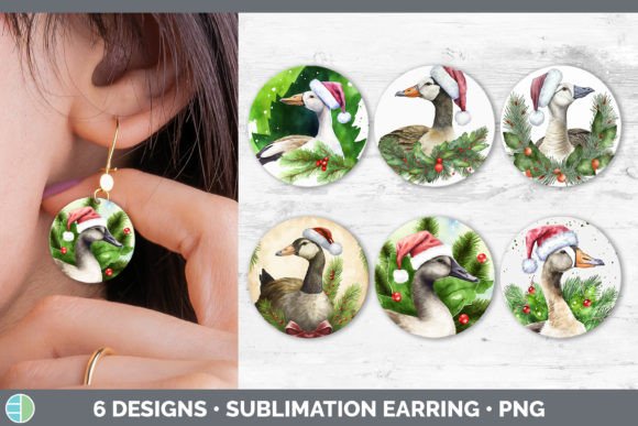 Christmas Barn Goose Round Earring Sub Illustration
