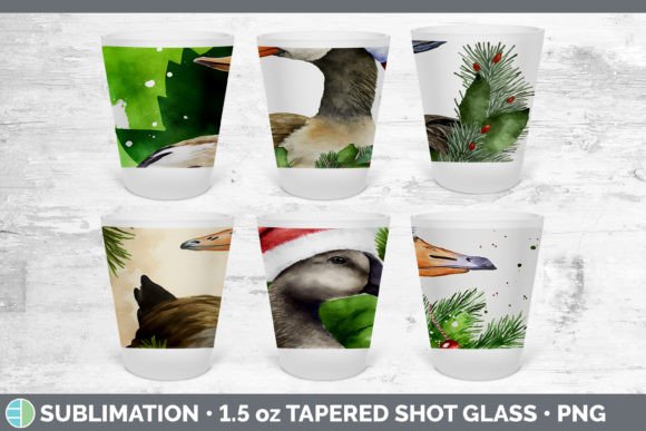 Christmas Barn Goose Shot Glass Sublimat Illustrations
