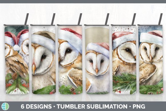 Christmas Barn Owl Tumbler Sublimation B Illustrations