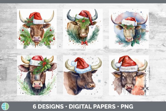 Christmas Bull Backgrounds Digital Scr for Branding and Packaging