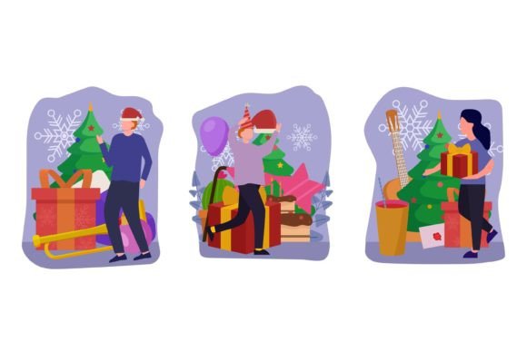 Christmas Celebration Flat Bundle Design for Blog & Web Use