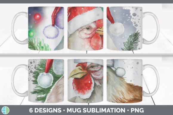 Christmas Chicken Mug Sublimation Illustrations