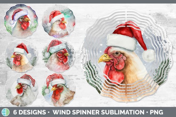 Christmas Chicken Wind Spinner Sublima Illustrations