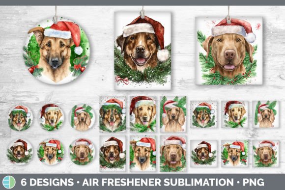 Christmas Dog Air Freshener Sublimatio Illustrations Review