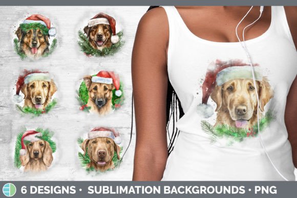 Christmas Dog Background Grunge Sublim Illustrations