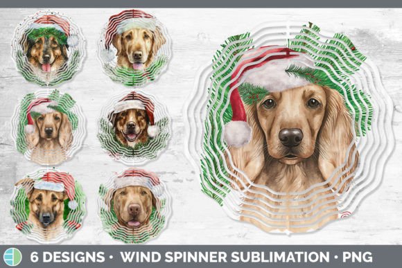 Christmas Dog Wind Spinner Sublimation Illustrations