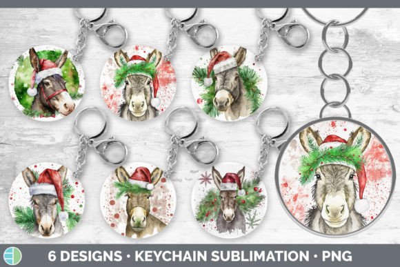 Christmas Donkey Keychain Bundle Keyri Illustrations