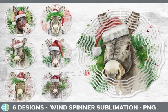 Christmas Donkey Painted Wind Spinner Illustration