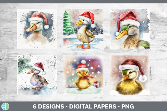 Christmas Duck Backgrounds Digital Scr Illustrations