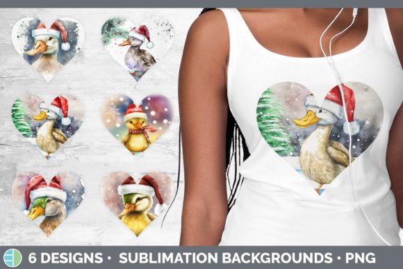 Christmas Duck Hearts Clipart Sublimat Illustrations