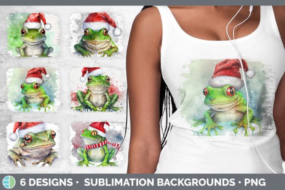 Christmas Frog Distressed Sublimation Ba Illustrations