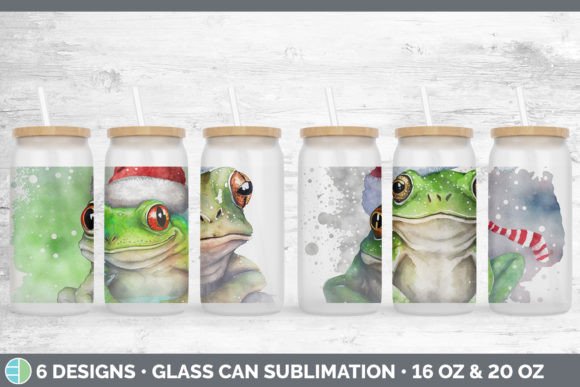 Christmas Frog Glass Can Illustration for Design Projects