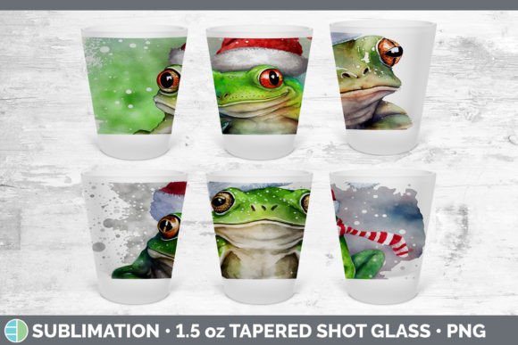 Christmas Frog Shot Glass Sublimation Illustrations