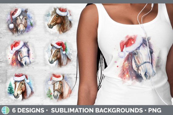 Christmas Horse Background Grunge Subl Illustrations
