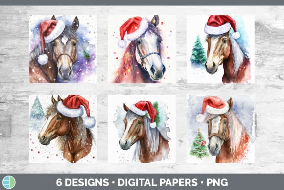 Christmas Horse Backgrounds Digital Sc Illustrations