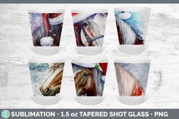 Christmas Horse Shot Glass Sublimation Illustrations