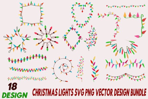 Christmas Light SVG Cut Files Design for Illustrations