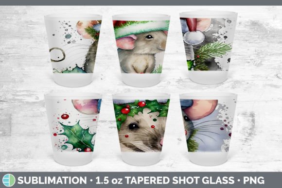 Christmas Mouse Shot Glass Sublimation Illustrations