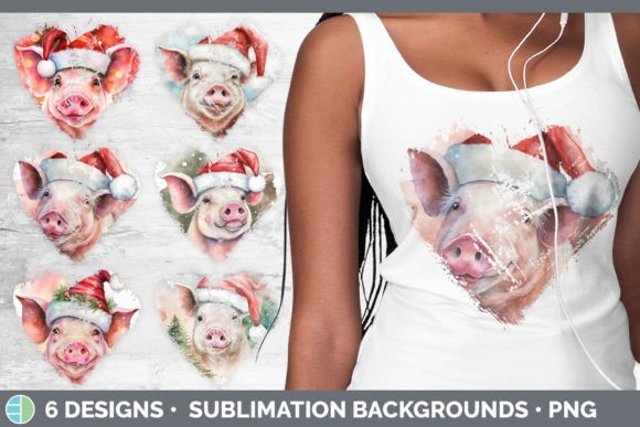 Christmas Pig Heart Distressed Clipart Review