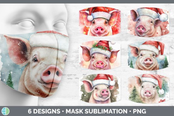 Christmas Pig Mask Sublimation Bundle for Local Branding