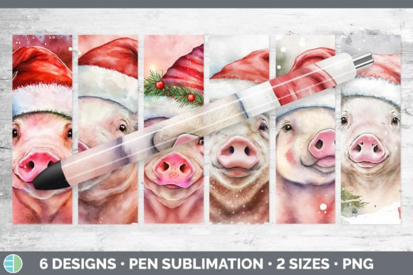 Christmas Pig Pen Wraps Epoxy Sublimat Illustrations