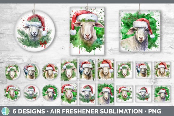 Christmas Sheep Air Freshener Sublimat Illustrations