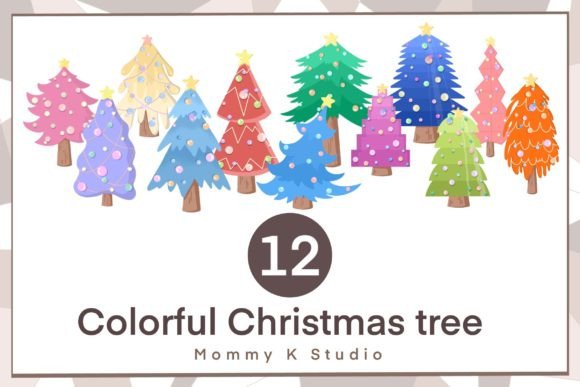 Christmas Tree Set2 Illustrations for Handmade Creations