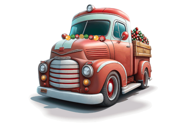 Christmas Truck Illustration for Digital Selling