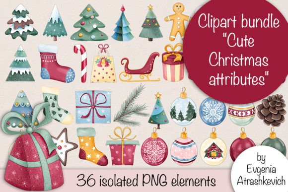 Clipart Bundle Cute Christmas Illustrations