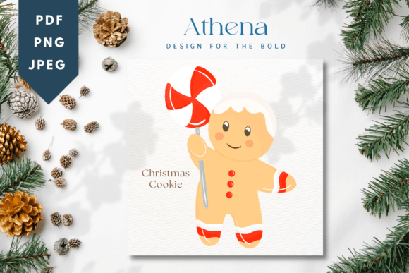 Cute Christmas Gingerbread Cookie Illustration
