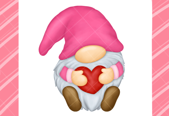 Gnome Valentine Christmas Sublimation Illustrations