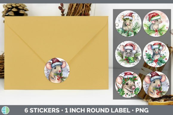Mouse Christmas Stickers Sticker 1in R Illustrations