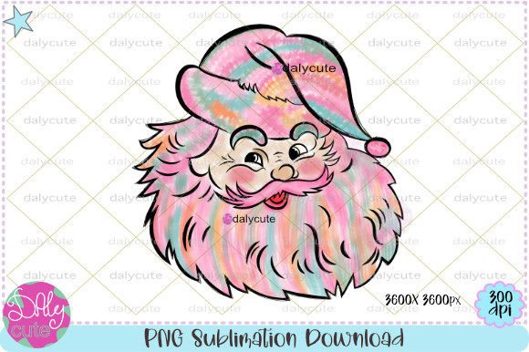 Santa Pink Christmas Ho Ho Ho Retro PNG Illustrations